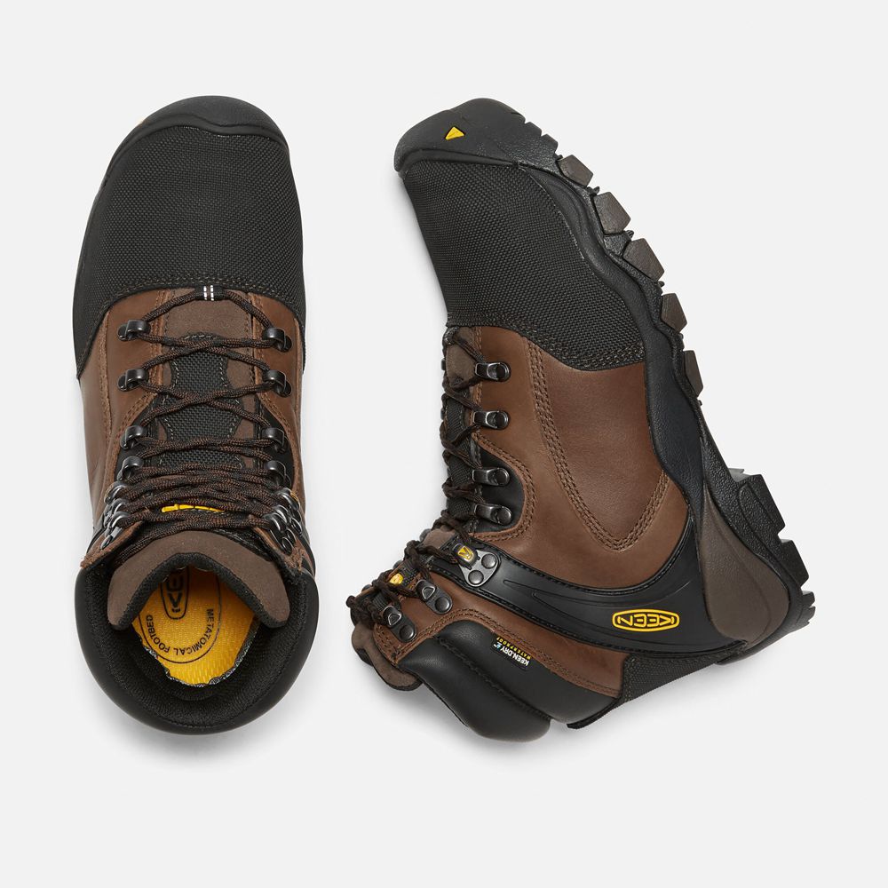 Botas de Trabajo Keen Mexico Marrom/Negros - Hombre Louisville 6\" Met (Steel Toe) - QC7208531